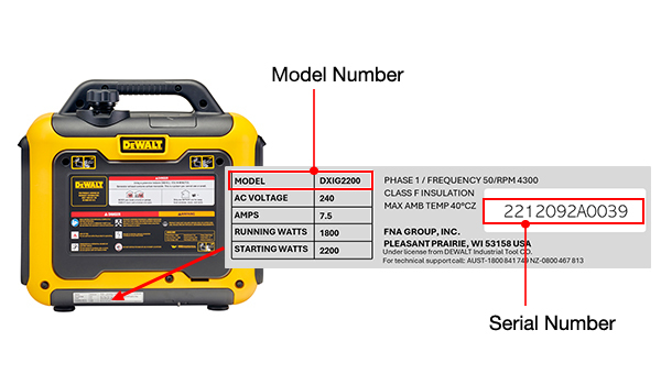 DeWalt Product Serial Number Location Inverter